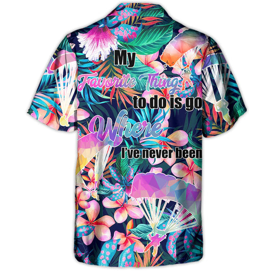Parasailing Adventure Graphic Hawaiian Shirt For Island Vacations, Resort Wear, And Relaxed Seasonal Style