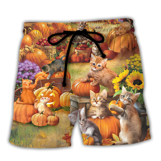 Thanksgiving Cat Beach Shorts For Holiday Cruises And Thoughtful Gift Giving