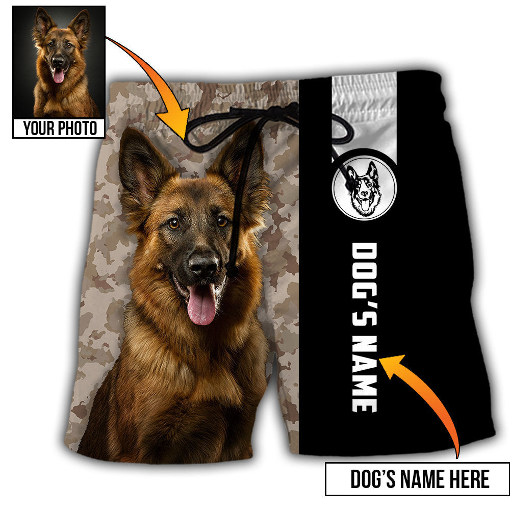 German Shepherd Lovely Dog Personalized Photo Beach Shorts Pattern Detail For Sunny Outdoor Activities