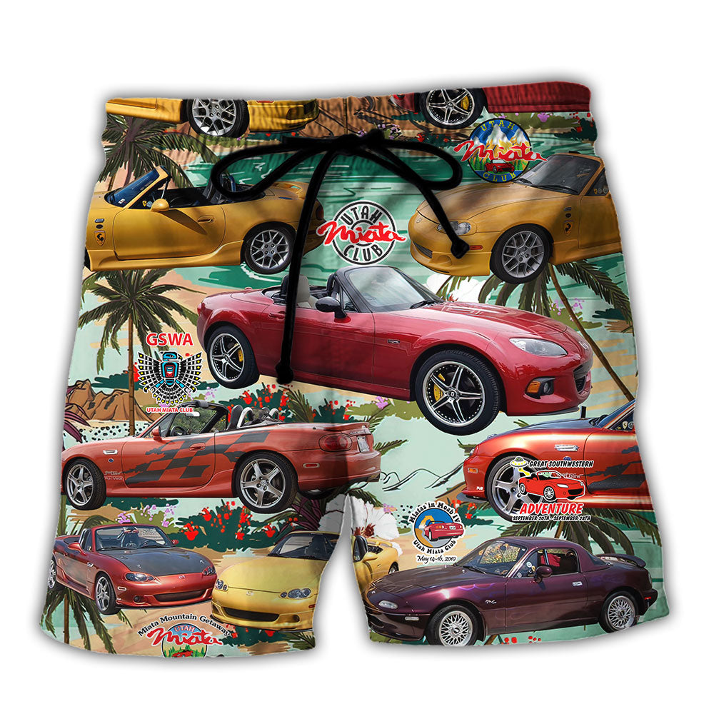 Summer Tropical Island Car Beach Shorts For Beach Days And Comfortable Daily Use