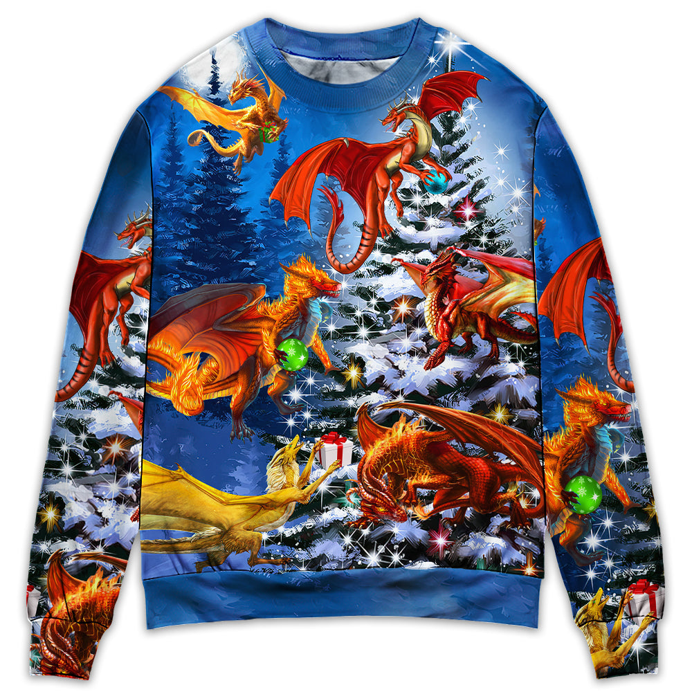 Christmas Dragon Family Holiday Lights Sweater For Festive Parties Family Photos And Comfortable Seasonal Wear