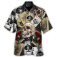 Retro Skull Card Game Cards Hawaiian Shirt Design Detail For Beach Days And Holiday Travel