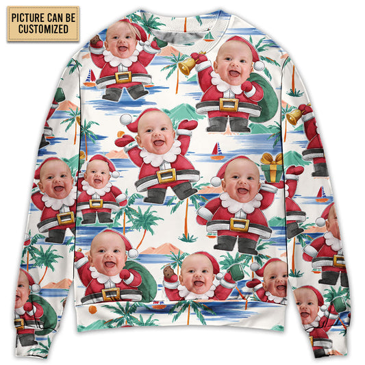 Christmas Santa Summer Beach Custom Sweater For Holiday Travel Winter Outings And Cheerful Gift Giving