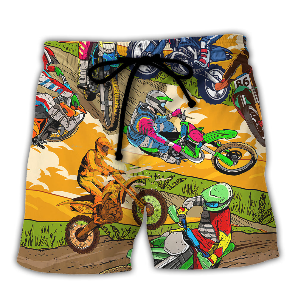Motorcycle Life Is Risk Cool Rider Beach Shorts For Vehicle Lover Vacation Wear