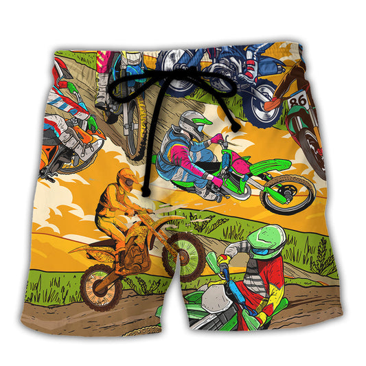 Motorcycle Life Is Risk Cool Rider Beach Shorts For Vehicle Lover Vacation Wear