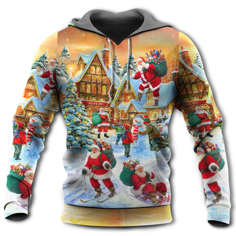 Christmas Santa Town Coming Hoodie For Christmas Gatherings Outdoor Trips And Relaxed Seasonal Style