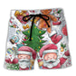 Christmas Santa Snowman Gingerbread Cute Beach Shorts Design Detail For Seasonal Resort Style