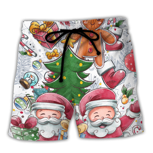 Christmas Santa Snowman Gingerbread Beach Shorts For Casual Day Trips And Bright Seasonal Outfits