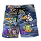 Halloween Gnome Spooky Haunted House Beach Shorts For Festive Vacation Wear