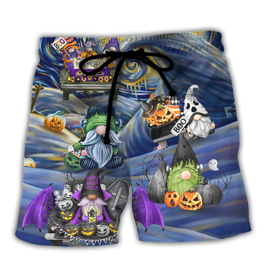 Halloween Gnome Spooky Haunted House Beach Shorts For Festive Vacation Wear