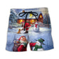 Christmas Santa And Snowman Village Gift Beach Shorts Design Detail For Coastal Escapes And Daily Wear