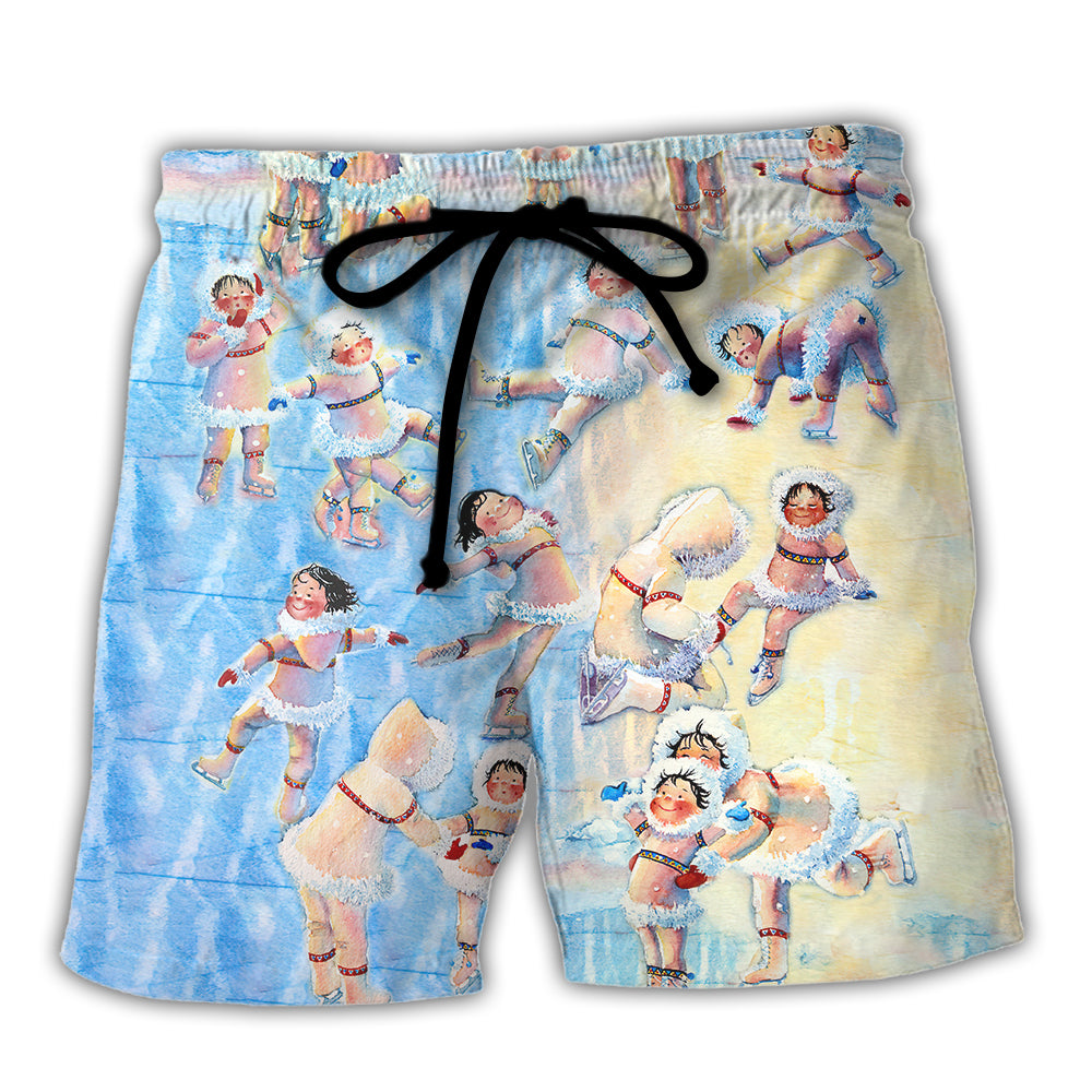 Figure Skater Midnight Sun Style Beach Shorts For Poolside Relaxation And Everyday Comfort