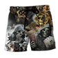 Skull Gambling End Game Beach Shorts Pattern View For Bold Warm Weather Outfits