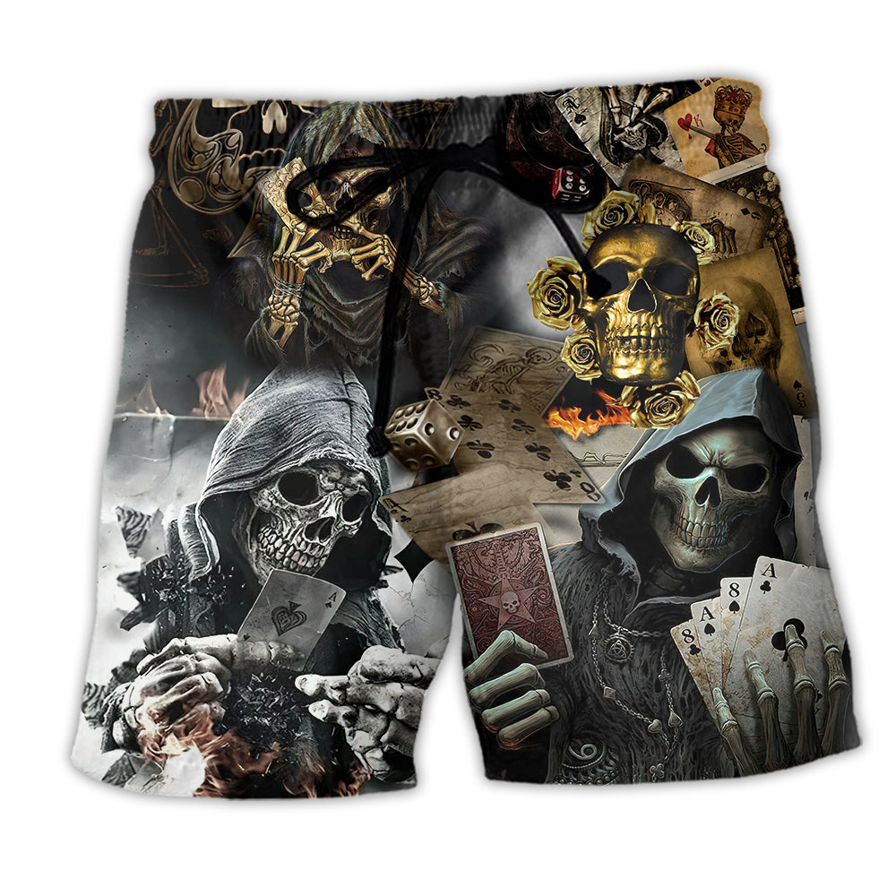 Skull Casino Video Gaming Beach Shorts For Oceanfront Escapes And Leisure And Relaxation