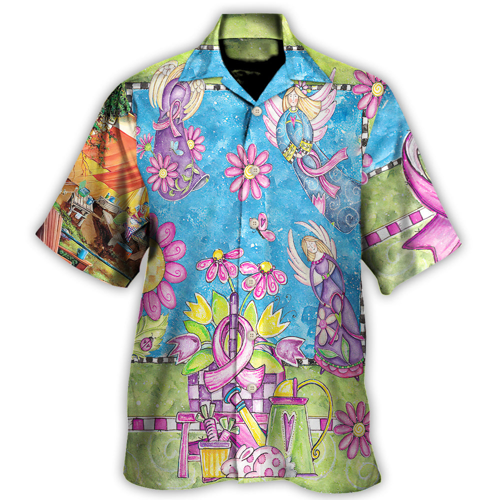 Pink Breast Cancer Courage Angel Ribbon Hawaiian Shirt For Warm Weather Adventures And Everyday Comfort