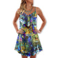 Tabby Cat Lover Art V-Neck Sleeveless Cami Dress For Summer Events And Comfortable Everyday Style