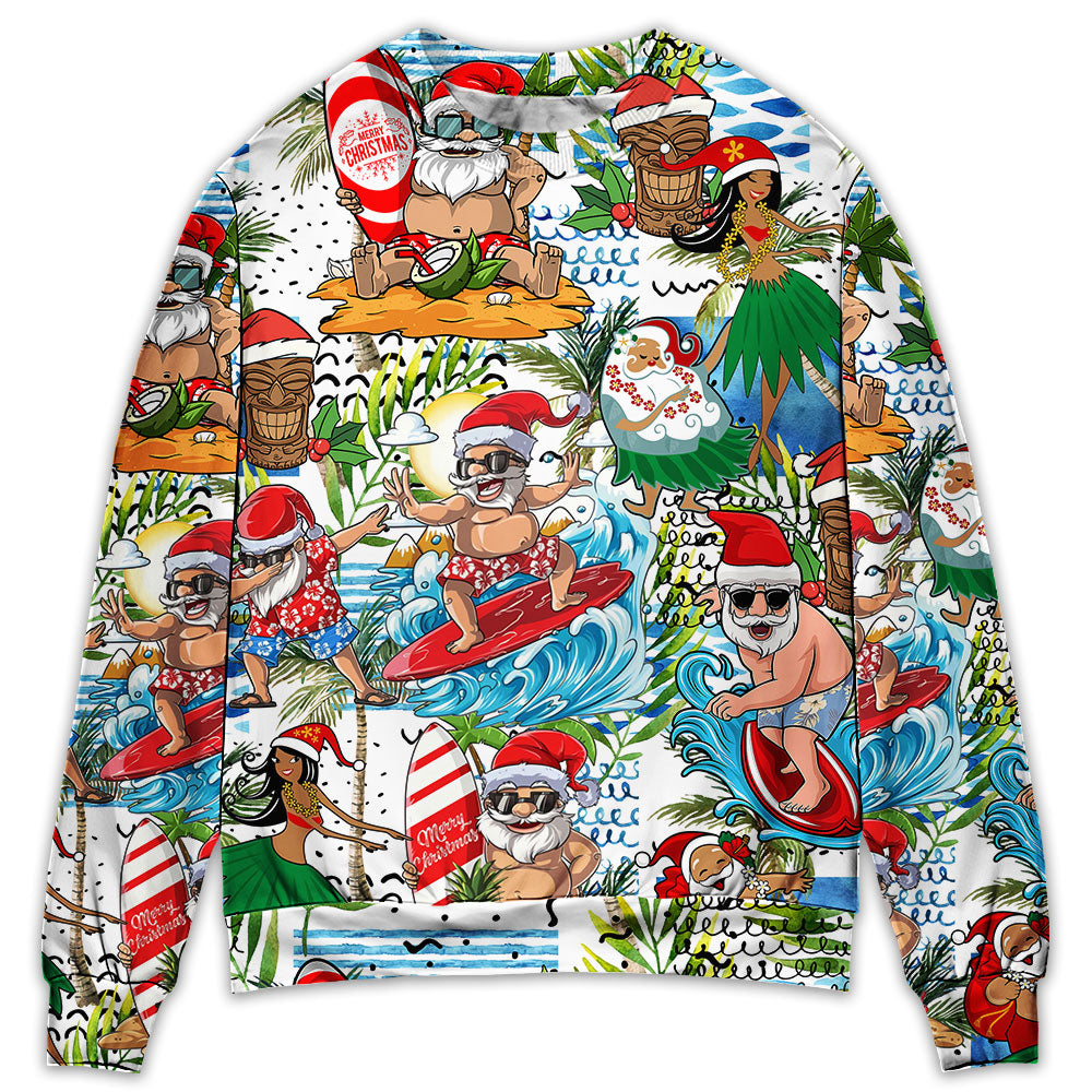 Christmas Santa Aloha Beach Vibe Sweater For Winter Parties Seasonal Adventures And Relaxed Everyday Styling