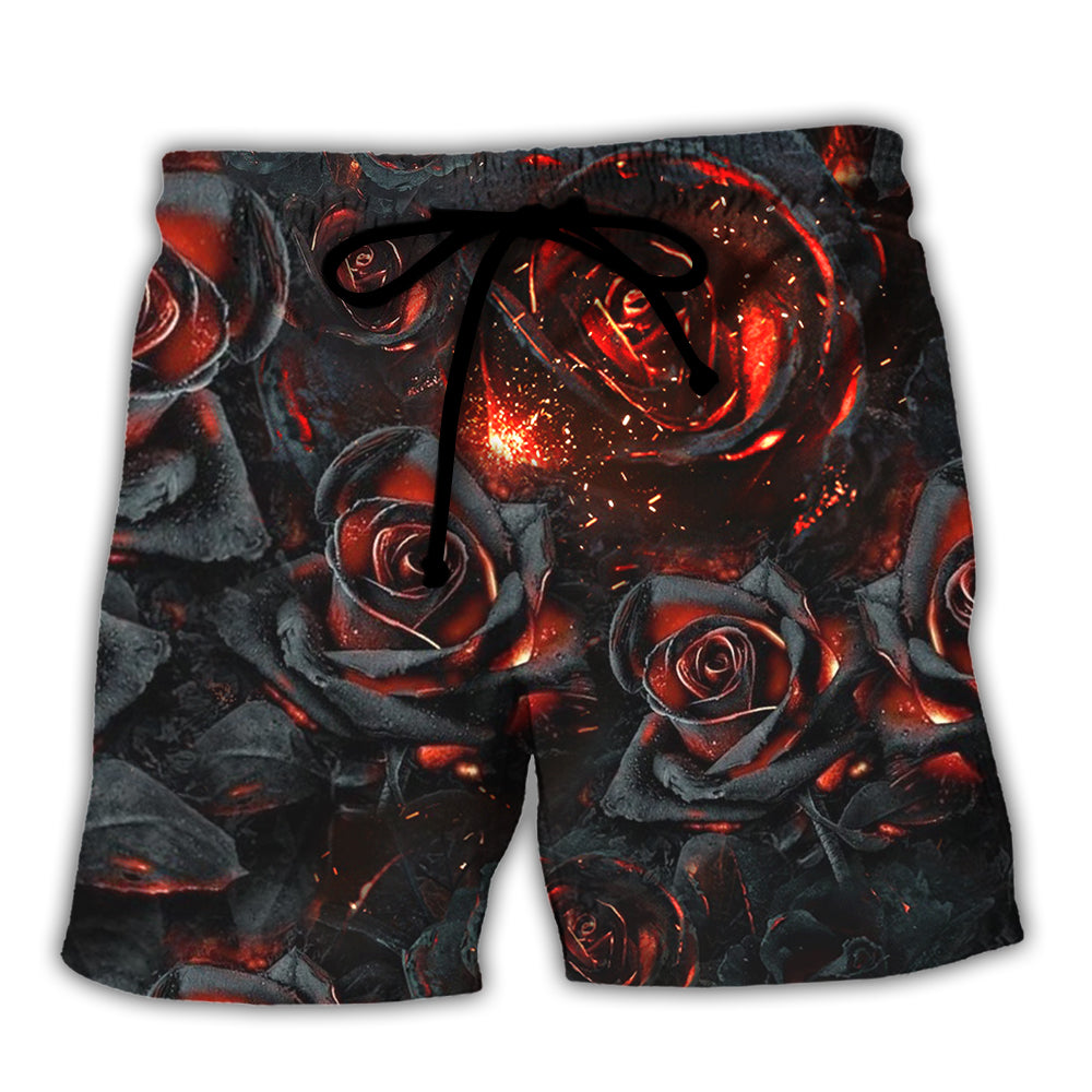 Rose Floral Beach Shorts For Tropical Holidays And Versatile Outdoor Wear