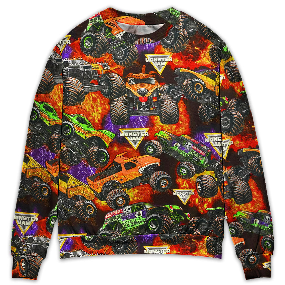 Monster Truck Packed Power Sweater For Road Trips Weekend Gatherings And Thoughtful Gift Giving