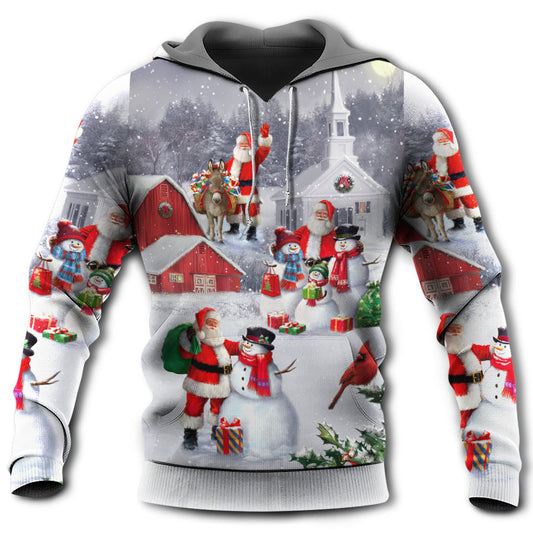 Christmas Santa Snowman Family Town Hoodie For Holiday Vacations Winter Events And Everyday Comfort