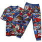 Flying Santa Christmas Short Sleeve Pajamas Set For Christmas Sleepwear And Family Lounging