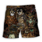 Steampunk Owl Retro Beach Shorts For Beach Days And Flexible Everyday Wear