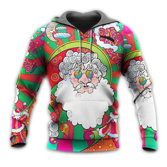 Colorful Hippie Christmas Psychedelic Santa Hoodie For Holiday Parties Weekend Outings And Cheerful Gift Giving