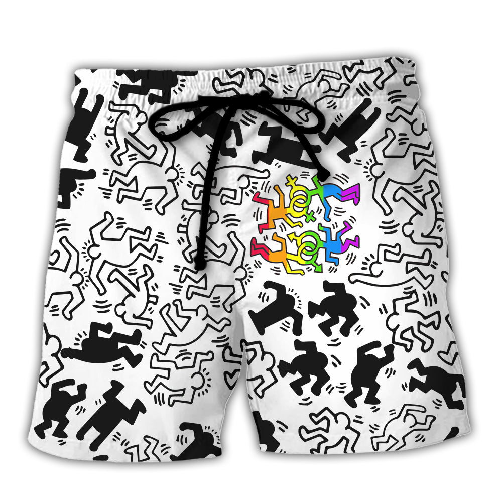Rainbow Pride Be Proud Of Yourself Beach Shorts Pattern View For Relaxed Vacation Styling