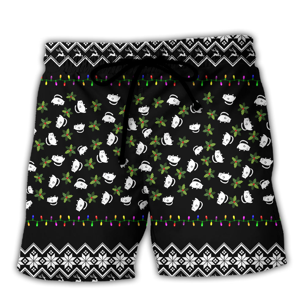 Christmas Black Cat Tree Beach Shorts For Poolside Relaxation And Travel Ready Comfort
