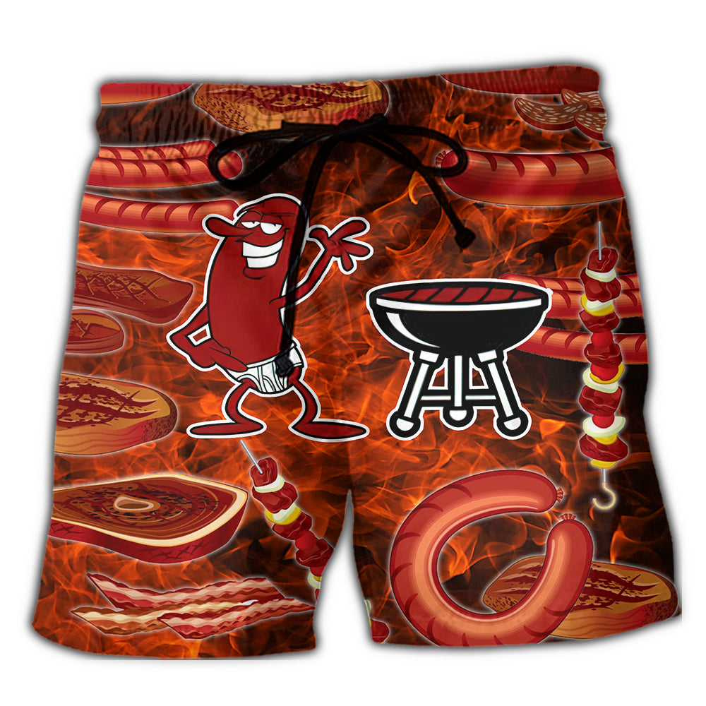 Sausage Party Humor Quote Beach Shorts For Summer Vacation And Coastal Travel