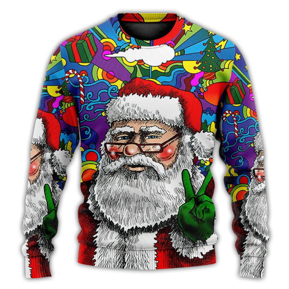 Hippie Christmas Santa Claus Sweater For Holiday Parties Family Gatherings And Seasonal Gift Giving