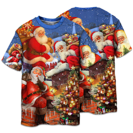 Rooftop Santa Holiday Short Sleeve Pajamas Set For Christmas Mornings And Relaxed Lounging