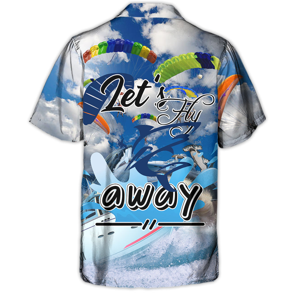Parasailing Shark Hawaiian Shirt For Island Vacations, Resort Wear, And Relaxed Seasonal Style