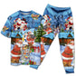 Santa And Snowman Friends Christmas Short Sleeve Pajamas Set For Winter Nights And Thoughtful Gifting