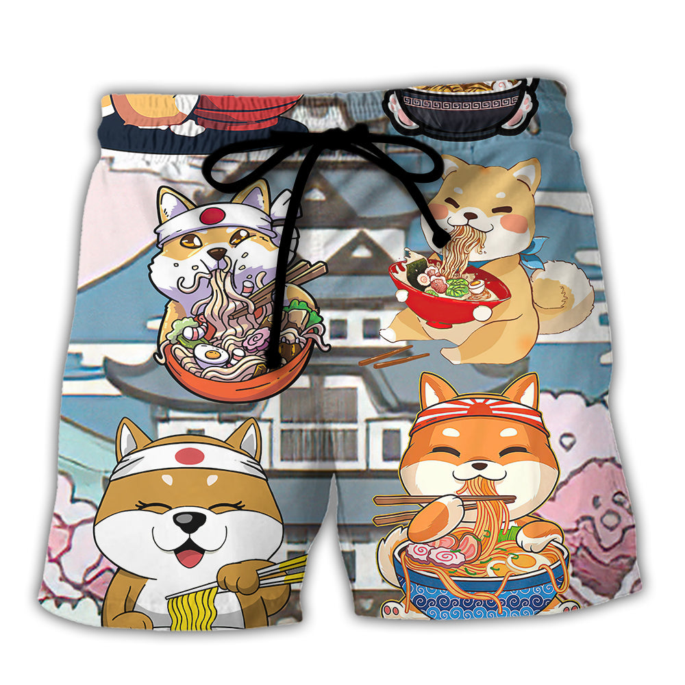 Cat Ramen Cute Noodle Bowl Style Beach Shorts For Relaxed Warm Weather Wear