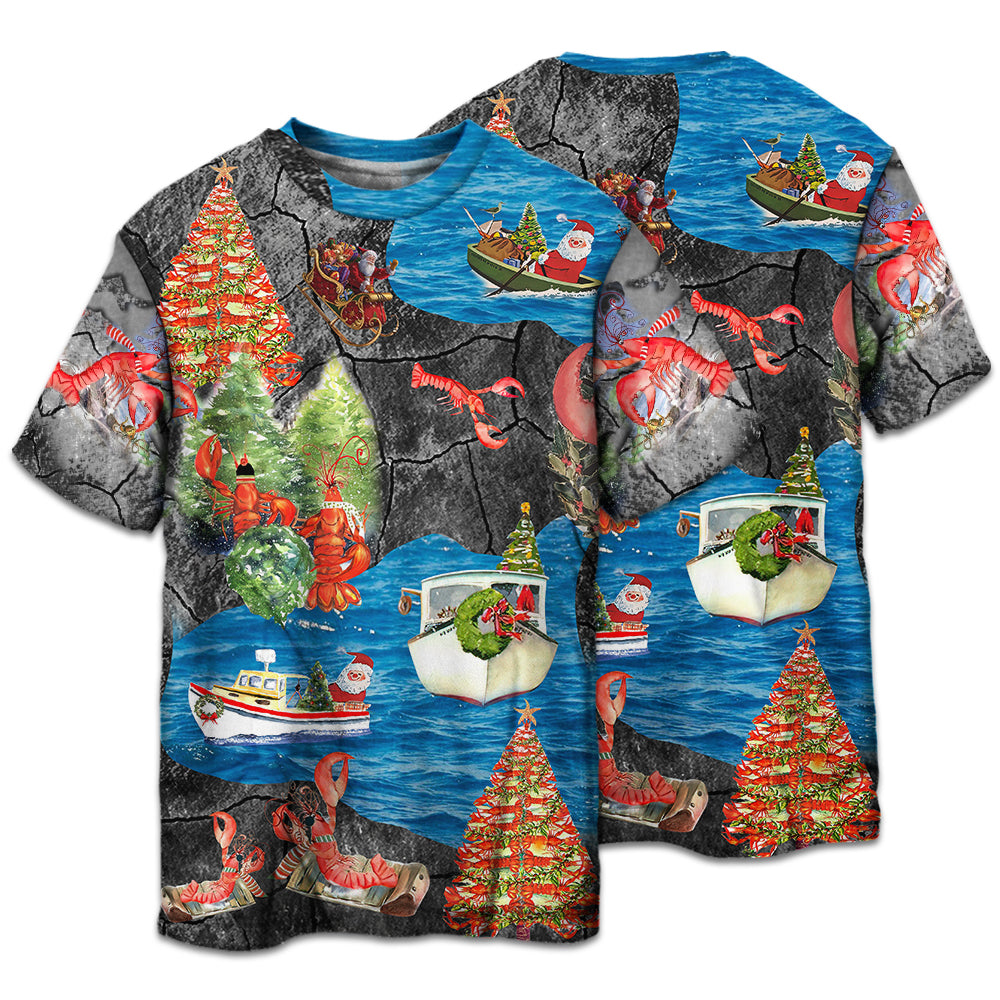 Lobster Couple Christmas Holiday Short Sleeve Pajamas Set For Winter Nights And Thoughtful Gifting