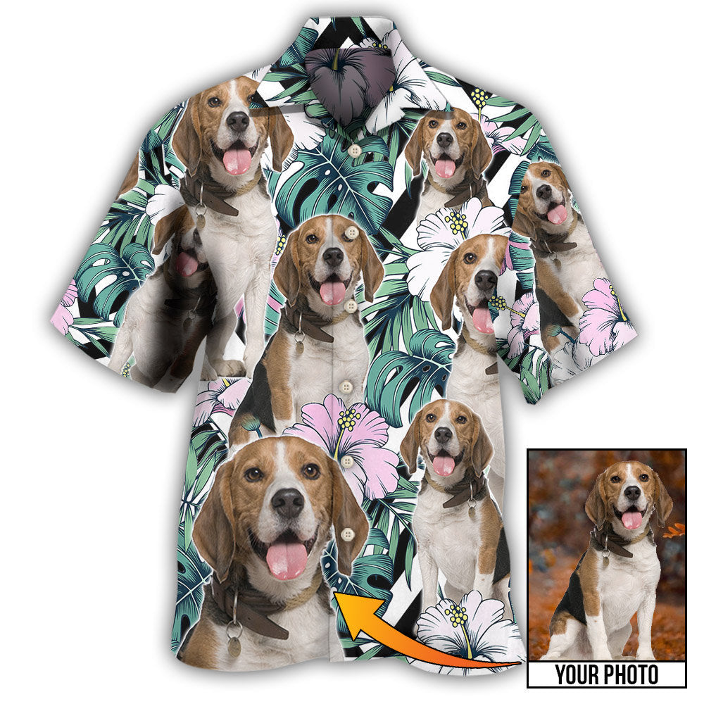 Sweet Dog Personalized Photo Hawaiian Shirt Collar And Front View For Casual Outings