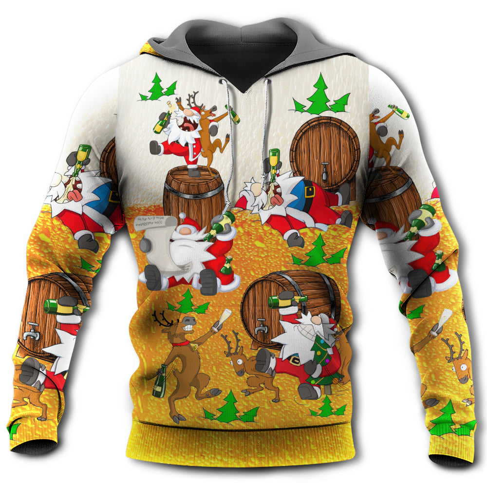 Christmas Santa Beer Cheerful Hoodie For Festive Family Moments Winter Wear And Holiday Gift Ideas