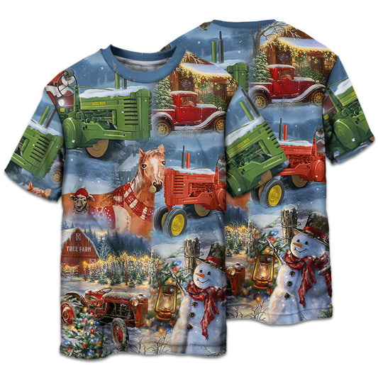 Farmhouse Christmas Happiness Short Sleeve Pajamas Set For Holiday Bedtime And Cozy Home Wear