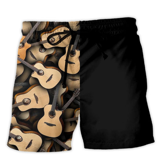 Guitar And Boat Chill Vibes Beach Shorts For Musicians And Outdoor Comfort