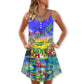 Crocodile Love Merry Christmas – Women's Summer Sleeveless V-Neck Camisole Dress