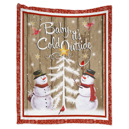 Cardinal Snowman Christmas Flannel Blanket For Cozy Bedroom Sofa Decor