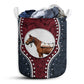 Horse Navy Leather Blue And Red Laundry Basket For Bathroom Bedroom Storage