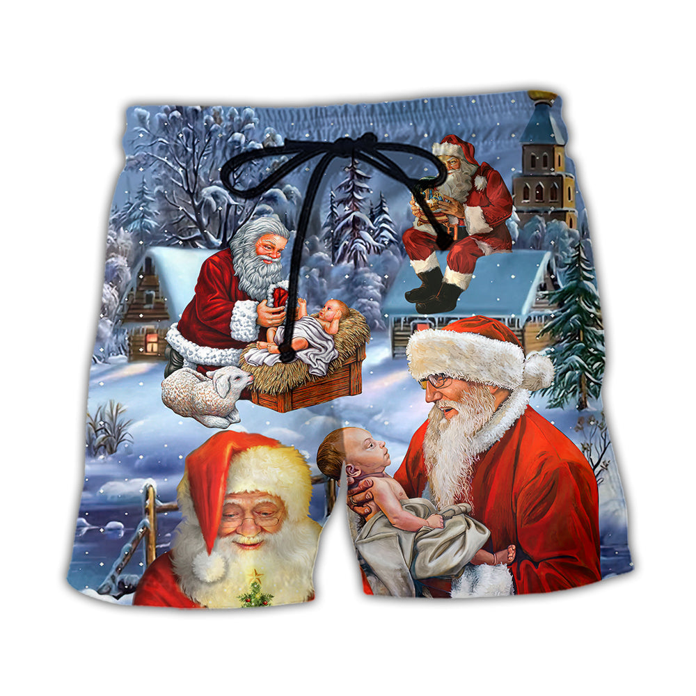 Christmas Santa Christian Faith Beach Shorts For Resort Getaways And Lightweight Summer Style