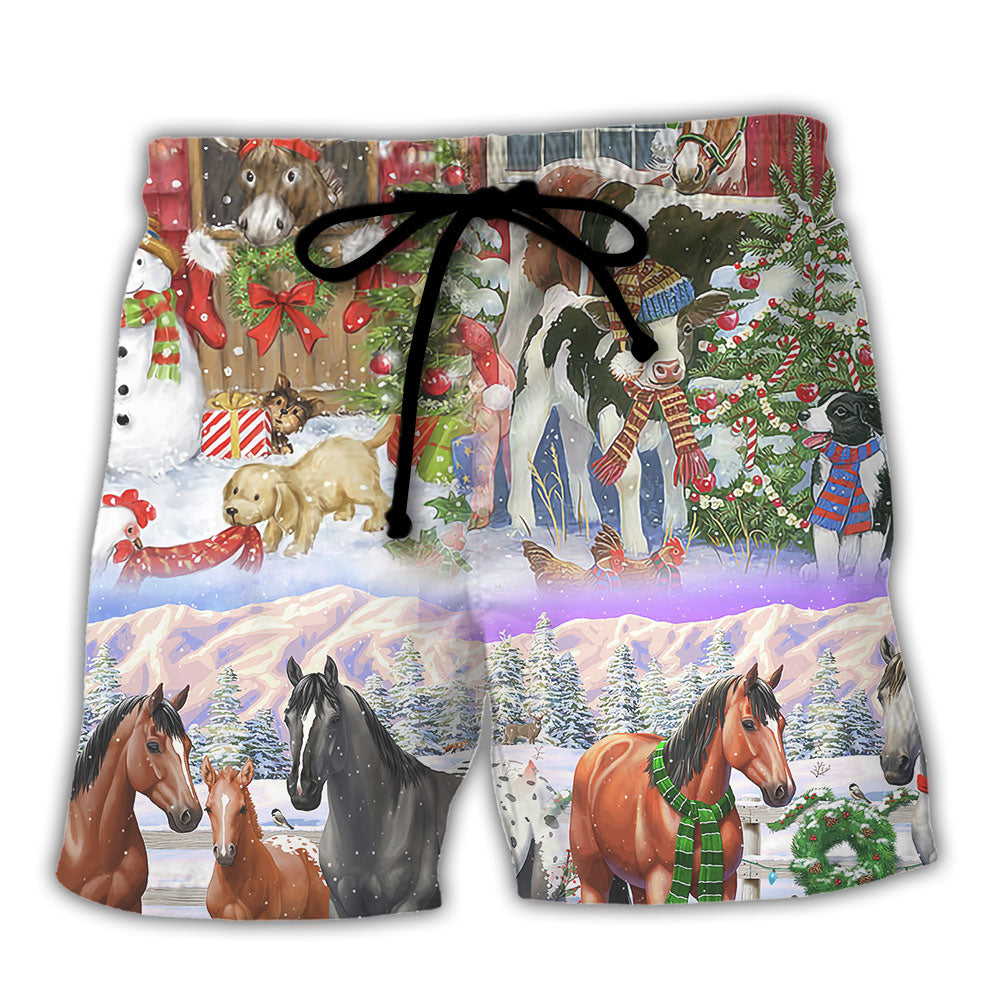 Christmas Farmhouse Beach Shorts For Summer Vacation And Coastal Travel