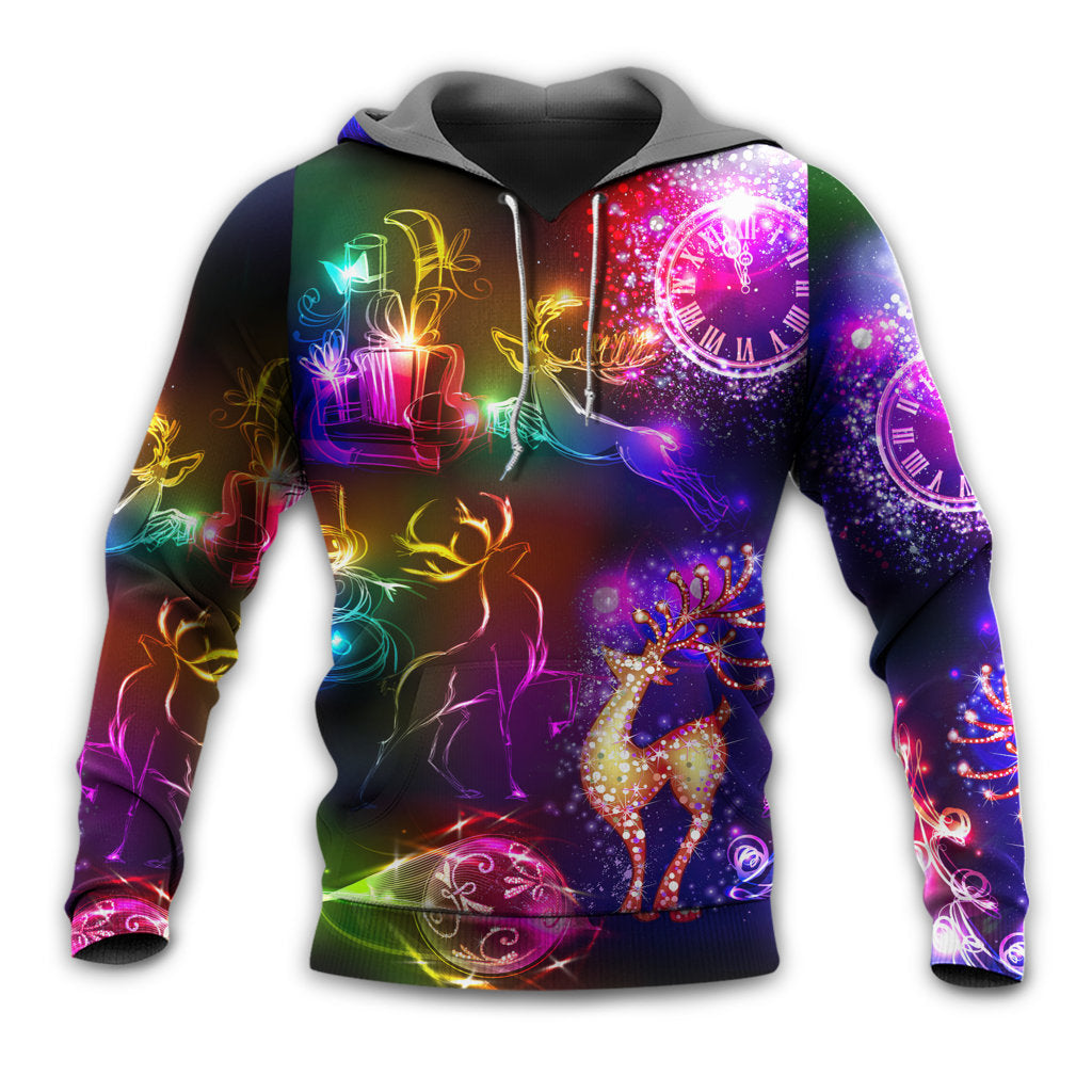 Neon Bright Christmas Reindeer Light Hoodie For Holiday Parties Weekend Outings And Cheerful Gift Giving