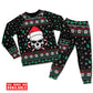 Skull In Santa Hat With Holiday Candy Long Sleeve Pajamas Set For Christmas Mornings And Relaxed Lounging