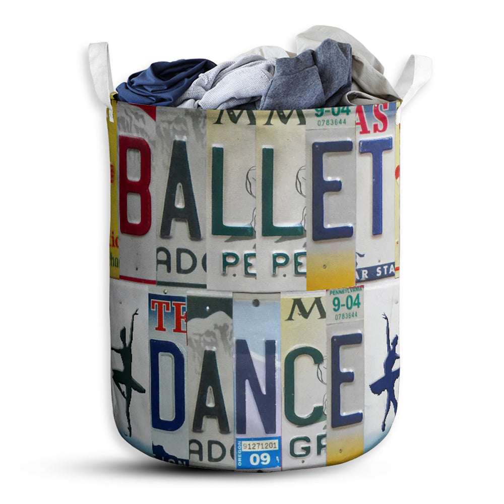 Small Size Ballet Dance Live Love License Plate Laundry Basket For Bathroom Bedroom Storage