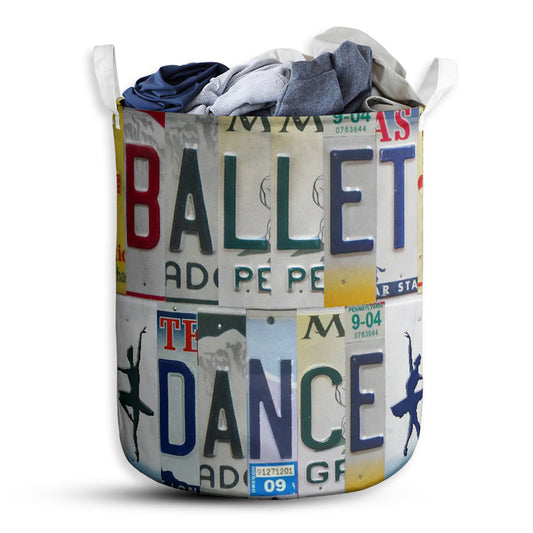 Small Size Ballet Dance Live Love License Plate Laundry Basket For Bathroom Bedroom Storage