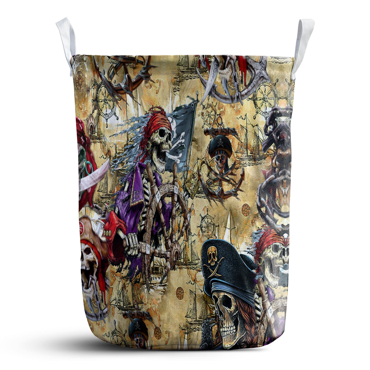 Skull Amazing Pirate Hunting Laundry Basket For Nursery Dorm And Home Storage
